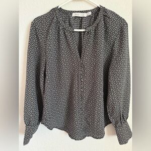 BISHOP + YOUNG ana covered button blouse in chocolate pascal print medium